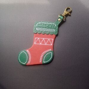 Portland Leather Red and Green Stocking Keychain